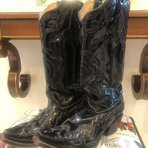 Corral black patent leather cowboy boots!